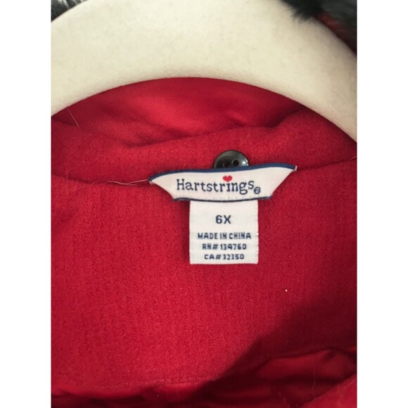 Hartstrings Coat Red 50% Wool Faux Fur and Girl's 6X Christmas Formal - Picture 6 of 10